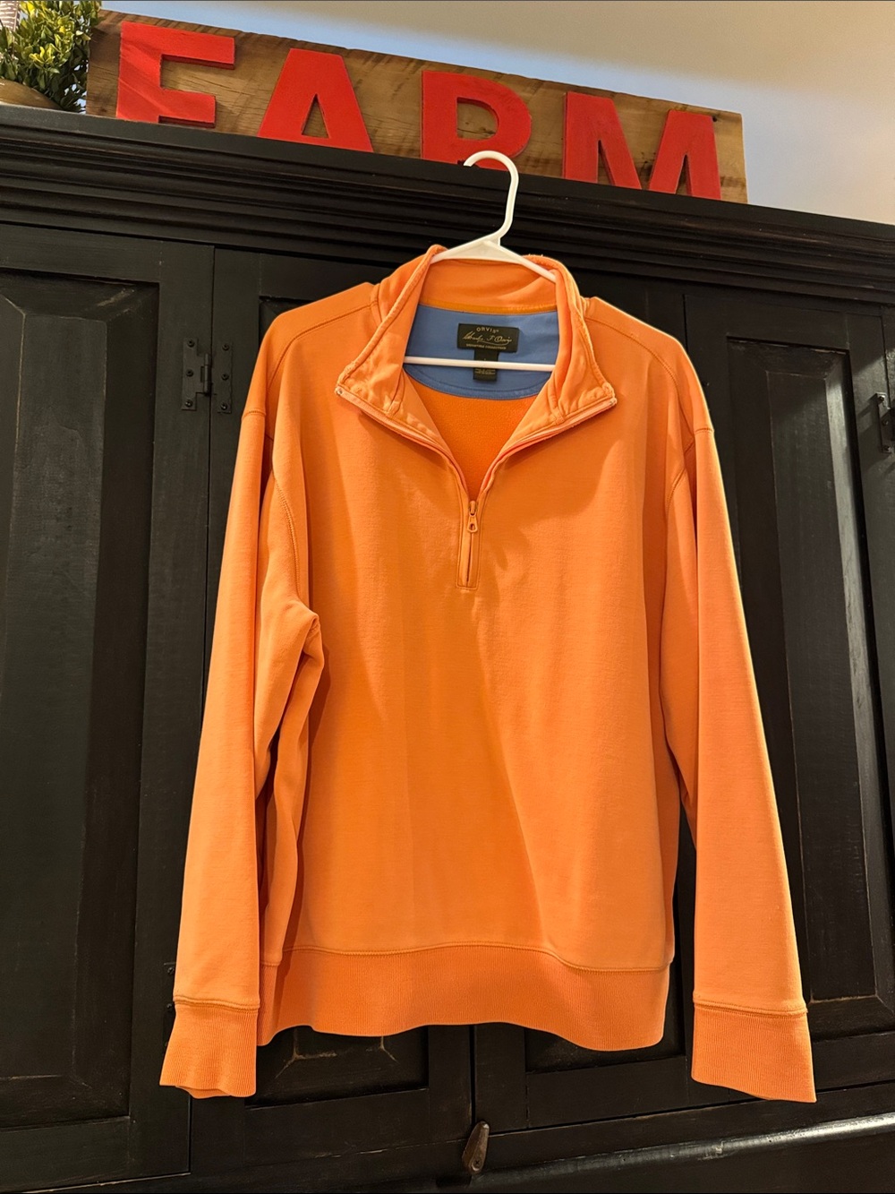 Orvis Men's Orange Half-Zip Sweater